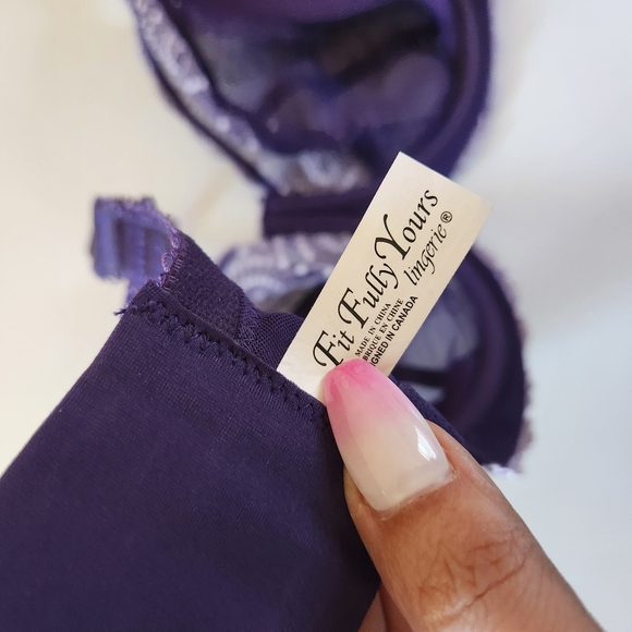 Fit Fully Yours Nicole Bra Lace Purple Unpadded Underwire Embroidered Size 30H - Picture 7 of 9